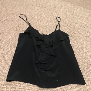Black tank top with ruffle